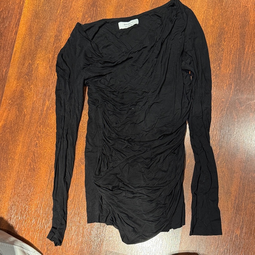 Bailey 44 Black Ruched Long Sleeve Top